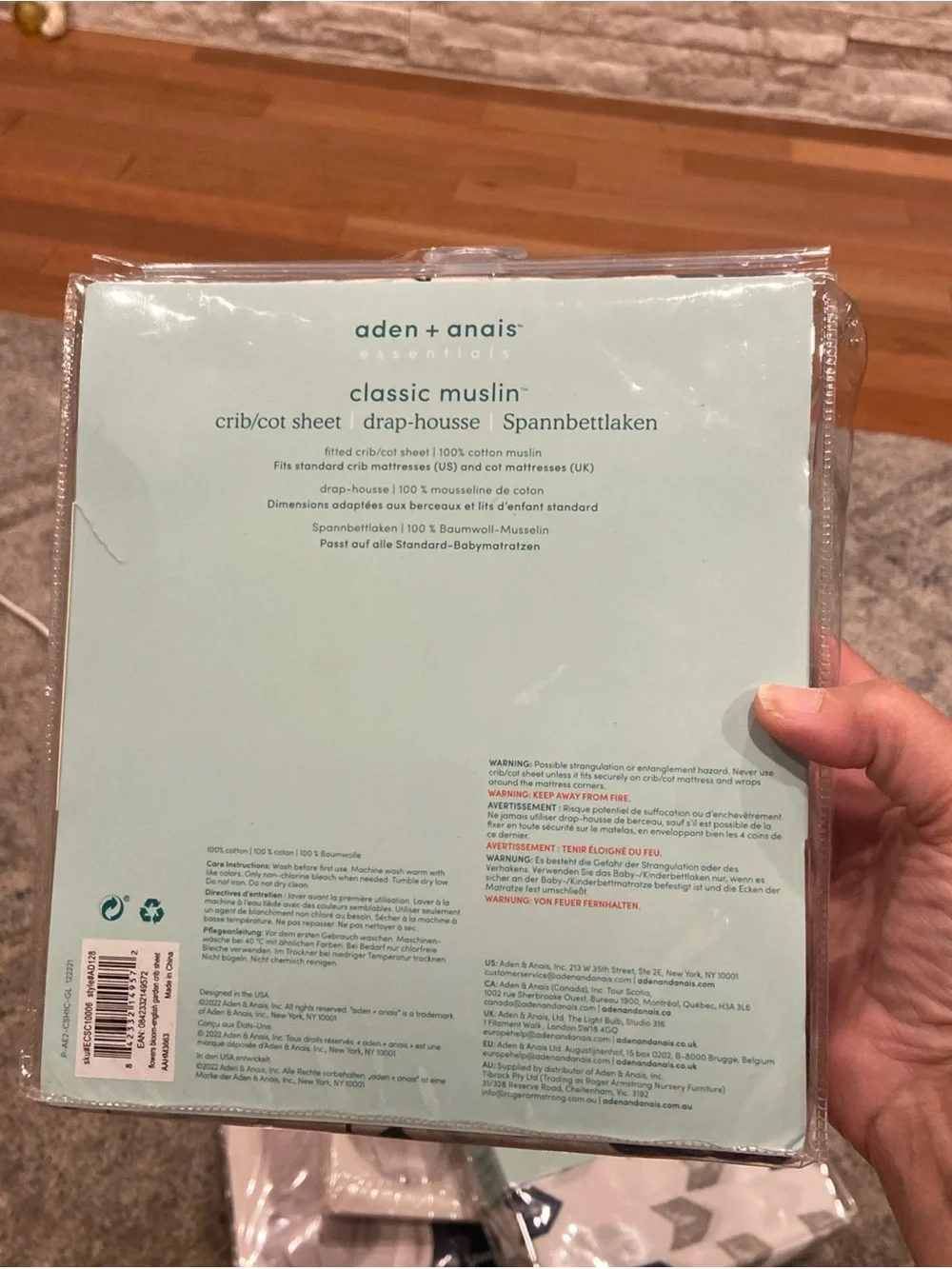 Brand New aden + anais Essentials Flowers Bloom English Crib Sheet Cotton Muslin